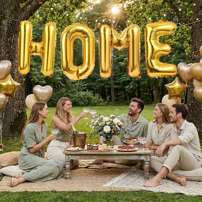40 Inch Gold HOME Balloons, Large Gold Letter Foil Balloon - Image 5