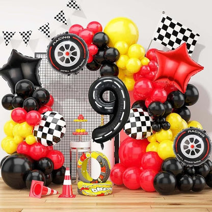 Race Car Balloons, 40 Inch Racetrack Number 9 Balloon, Big Number Balloons Black - Image 5