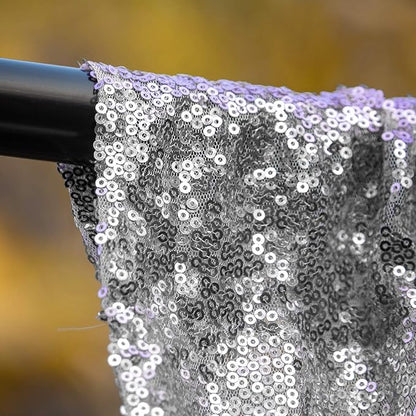 JYFLZQ Sequin Backdrop Curtains Silver 8ft x 8ft | Glitter Party Backdrop - Image 6
