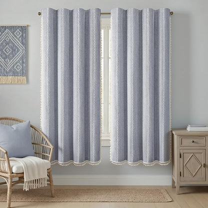 Blue 100% Boho Blackout Curtains 72 Inch 2 Panels by Unknown