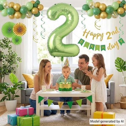 Light Green Number 2 Balloon 40 Inch, Shiny Metallic Foil Party Supplies | - Image 2