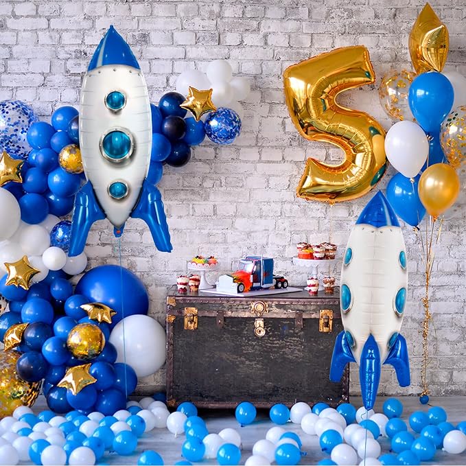 2 Pcs Large Blue Rocket Balloons - Image 4