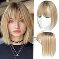 Hair Toppers for Women Real Human Hair Toppers for Women with Thinning Hairs Clip in Bangs 10 inch Swiss Base Hairpieces Loss Cover(Medium Brown to Creamy Iced Blone)#4T1016