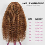 210% Density 13x6 Highlight Ombre Full Lace Frontal Wigs Human Hair 12A Deep Wave Brazilian Human Hair Pre Plucked 4/27 Honey Blonde HD Glueless Transparent Lace 30 Inch