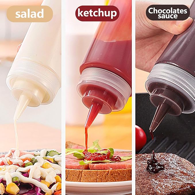 Squeeze Bottle, Shekure 30Pcs 4 Oz Premium Food Grade Plastic Bottles with Squeeze Top Caps Include 2 Labels and 1 Pen for Icing Cookie Decorating Sauces Condiments Arts Crafts BPA Free