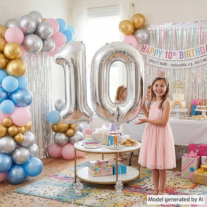 Silver Number 0 Balloon 40 Inch, Sleek Foil - Image 6