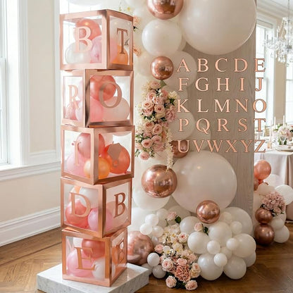 96 PC Bridal Shower Decorations Balloon Boxes Rose Gold by RegalDecorations