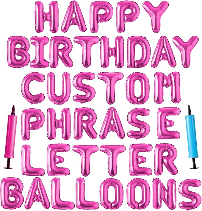 Happy Birthday Balloon Banner Custom Phrase Balloons letter 16 inch by LIOZEOKUN