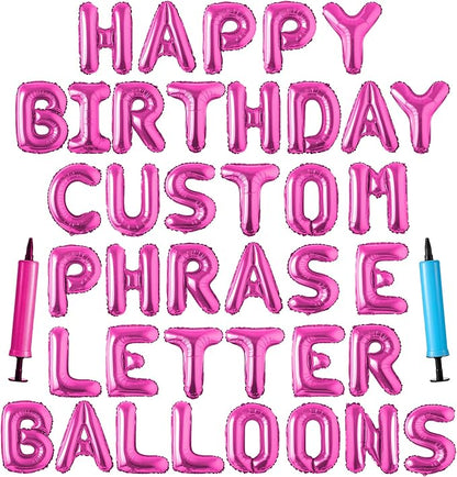 Happy Birthday Balloon Banner Custom Phrase Balloons letter 16 inch by LIOZEOKUN