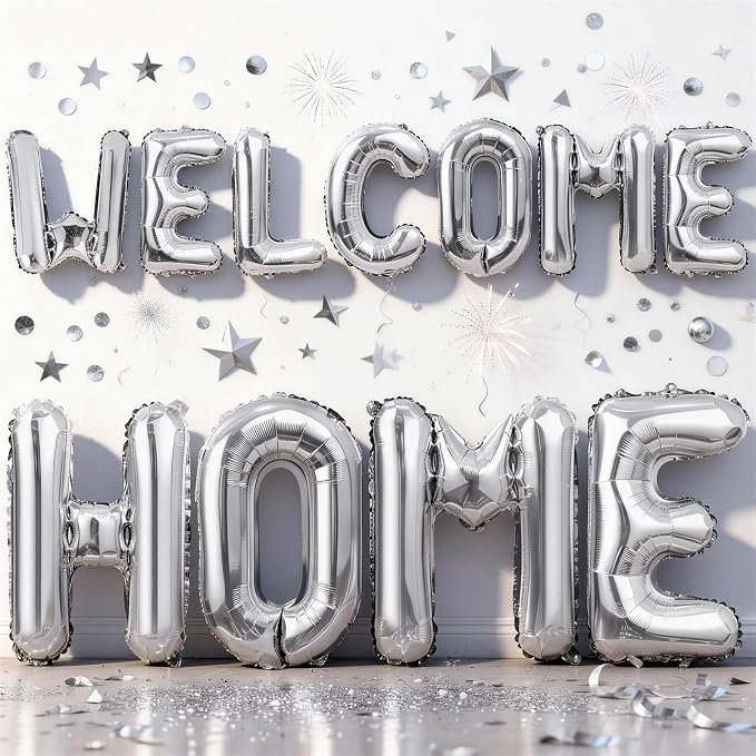 40 Inch Silver WELCOME HOME Letter Balloon by Togvu