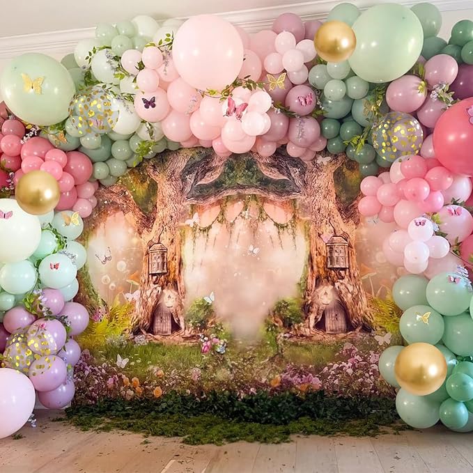 Dusty Green Purple Pink Balloon Arch Kit, Fairy Wildflower Balloon Garland Sage - Image 5