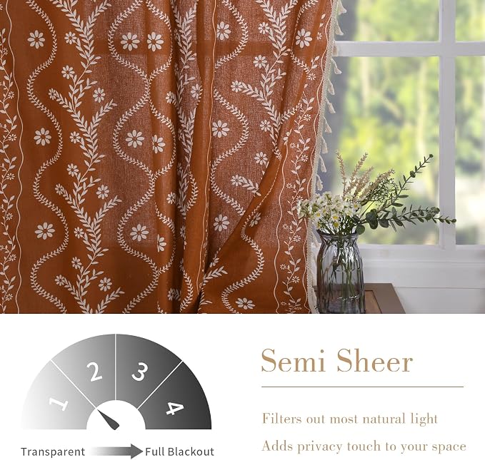 Schweek 108 Inches Long 2 Panels Boho Curtains - Image 3