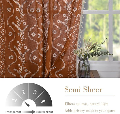 Schweek 108 Inches Long 2 Panels Boho Curtains - Image 3