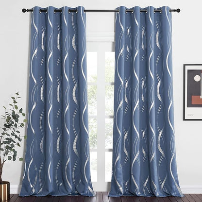 NICETOWN Living Room Curtains 120" Long, Stone Blue, 2 Panels, Extra Long - Image 2