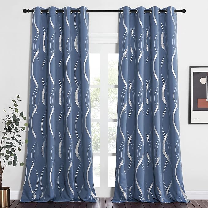 NICETOWN Living Room Curtains 102" Length 2 Panels Burg, Stone Blue, Extra Long - Image 2