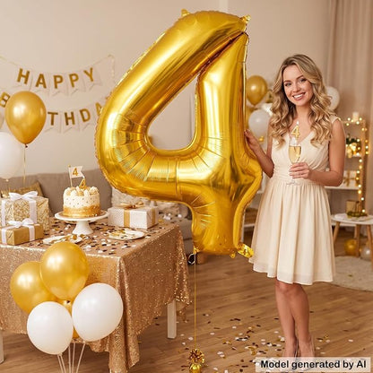40 Inch Gold Number 4 Foil Balloon - Image 4