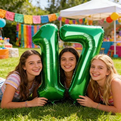 Number 17 Balloons 40 Inch for 17 71 Birthday Party Decorations, Dark Green | - Image 5