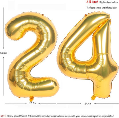 40 Inch gold Number Balloons 24 Helium Foil Mylar Balloon | Birthday Party - Image 2