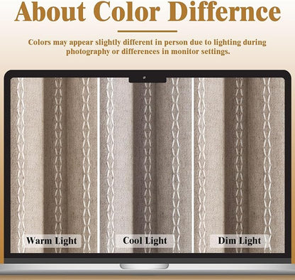 Khaki Brown Boho Blackout Curtains 63 Inch 2 Panels - Image 5