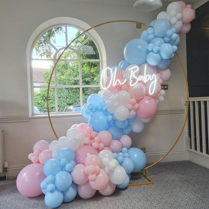 HILAVO Pink and Blue Balloons 12 Inch Pastel Light Baby Blue Pink White Party - Image 6