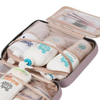 NISHEL Travel Toiletry Bag for women, Portable Hanging Organizer for Family-Sized Shampoo, Conditioner, Brushes Set, Makeup Accessories, Extra Large Size, Peach Pink