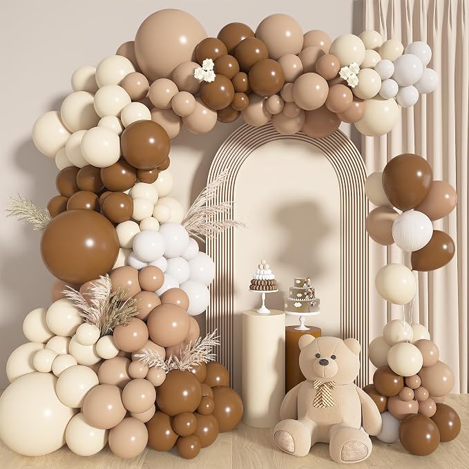 142Pcs Brown Balloons Garland Arch Kit Different Size | Nude Coffee Brown Boho by OUDDYLIFE