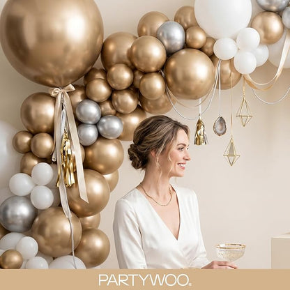 PartyWoo Metallic Gold Balloons 120pcs Chrome Gold Color 18 12 10 5 Inch | 18 - Image 9