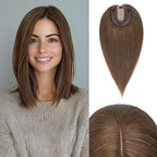 Rich Choices Hair Toppers for Women Real Human Hair 100% Human Remy Toppers NO Bangs for Women with Thinning on Top Clip in Hairpiece 4"x4.7"Lace Base 14 Inch #4R Natural Brown