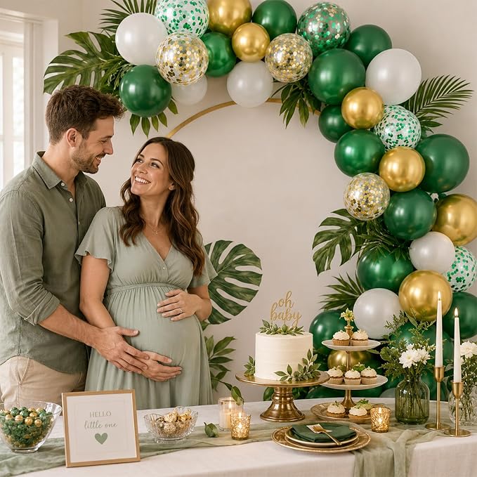 Green Gold Balloons 60PCS Metallic Gold Green - Image 5
