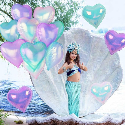 Iridescent Heart Balloons, Gradient Iridescent Pink Purple Green Balloon - Image 9