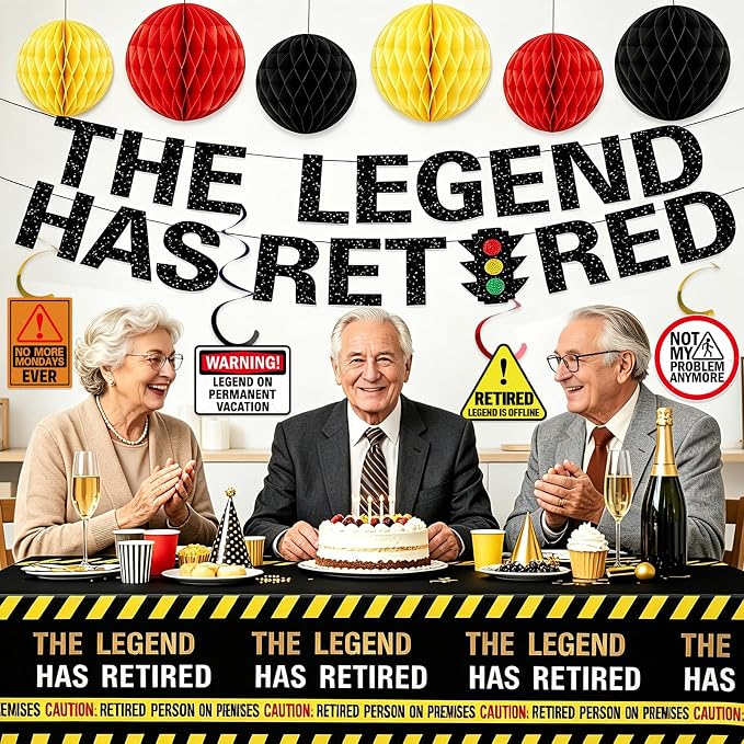 The Legend Has Retired Party Decorations, Funny Caution Warning Retirement - Image 5