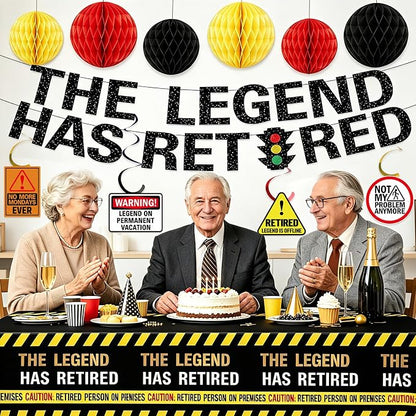 The Legend Has Retired Party Decorations, Funny Caution Warning Retirement - Image 5