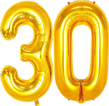 Jonhamwelbor 30 Balloon Numbers Gold Big Giant Jumbo Number 30 Foil Mylar by Jonhamwelbor