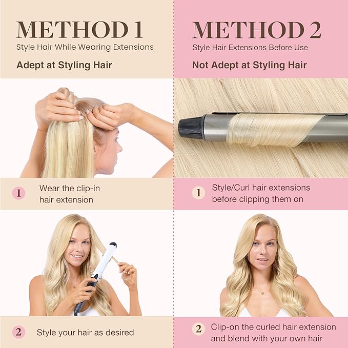 GOO GOO Clip in Hair Extensions Real Human Hair, Remy Human Hair Extensions Clip ins for Women, Natural Human Hair, 14inch 110g 7Pcs, 22F Light Golden Blonde