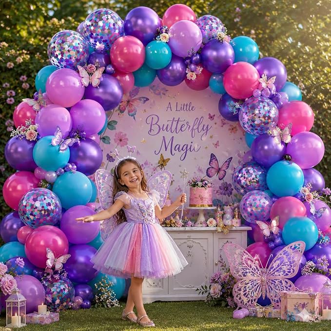 Hot Pink Blue Purple Balloons - Image 5