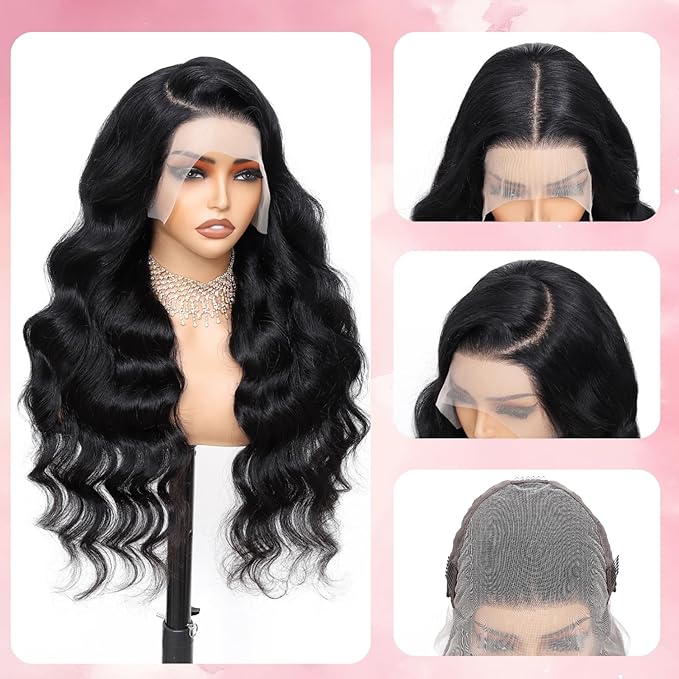 30 Inch 13x6 Body Wave Lace Front Wigs Human Hair 200 Density HD Transparent Lace Front Wigs for Black Women Glueless Frontal Wigs Human Hair Pre Plucked