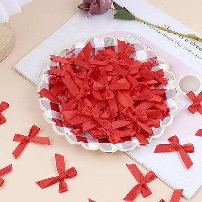 Red Mini Bows 1.57" 100PCS Small Satin Ribbon Bows - Image 3