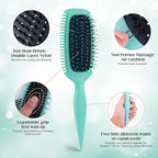 Curly Hair Brush for Detangling, Shaping and Defining Curls, Waves & Coils on All Light Wet or Dry Hair Types for Women and Men, Reduce Tangling, Curl Defining Brush, Cyan