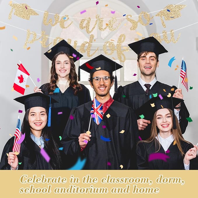 2026 Graduation Decorations Pre-Strung Blingbling We Are So Proud of You Banner - Image 5