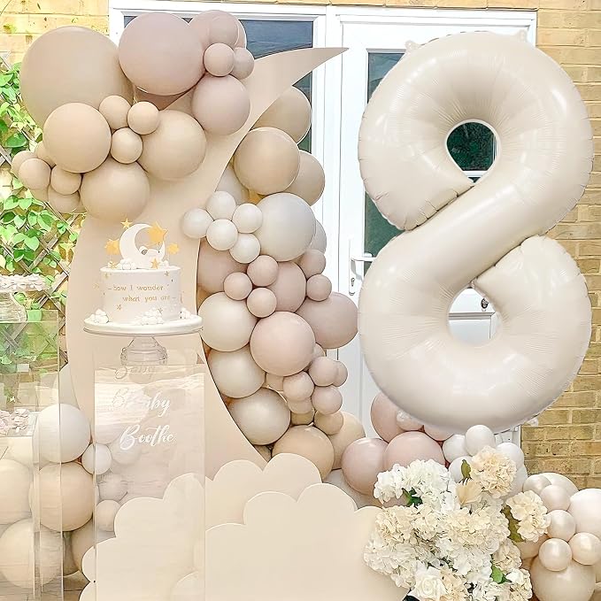 Cream Number 8 Balloon 40 Inch Beige Nude Number 8 Balloon - Image 5
