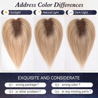 starluck Real Human Hair Toppers for Women 10 Inch Human Hair Topper no Bangs, 3 * 4.5 inches Swiss Base Suitable for ThinningHair Cover Grey Roots(4T10/16#)