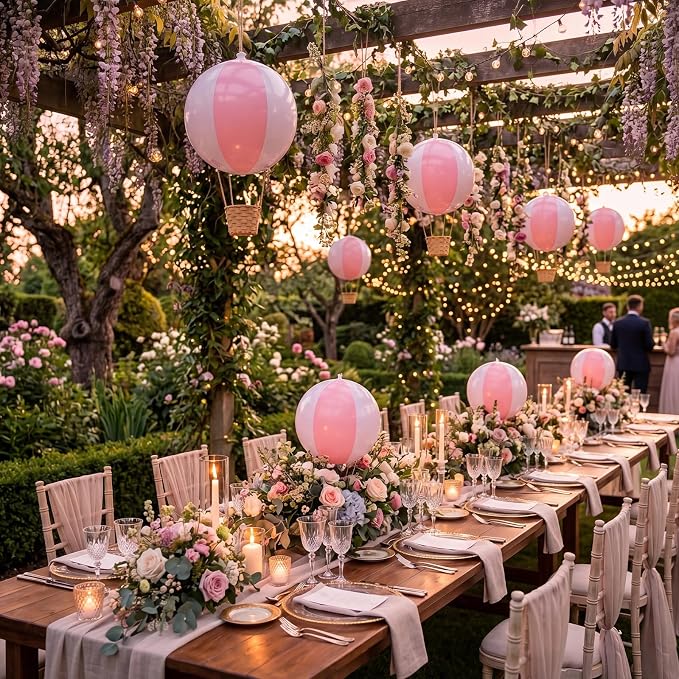 12 Sets Hanging Hot Air Balloon Decoration from Ceiling 12 Inch PVC Lanterns - Image 6