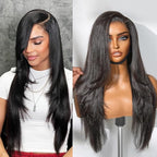 LUVME HAIR 7x6 All-Day Comfor Wig PartingMax Lace Wigs 200% Density Yaki Straight Lace Front Wigs Human Hair Pre Cut Plucked Lace Frontal Glueless 24 Inches Natural Black Color