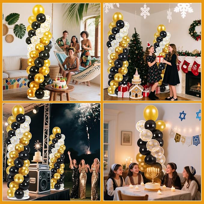 2 Pack Balloon Column Stand Kit 6.5FT, Include 100 Black and Gold Balloons | - Image 7