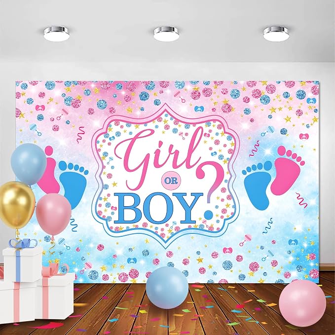 Baby Gender Reveal Decorations, Boy or Girl Gender Reveal Backdrop Party - Image 5
