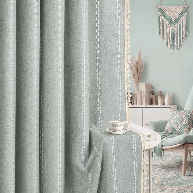 Teal 100% Boho Blackout Curtains 96 Inch 2 Panels - Image 7