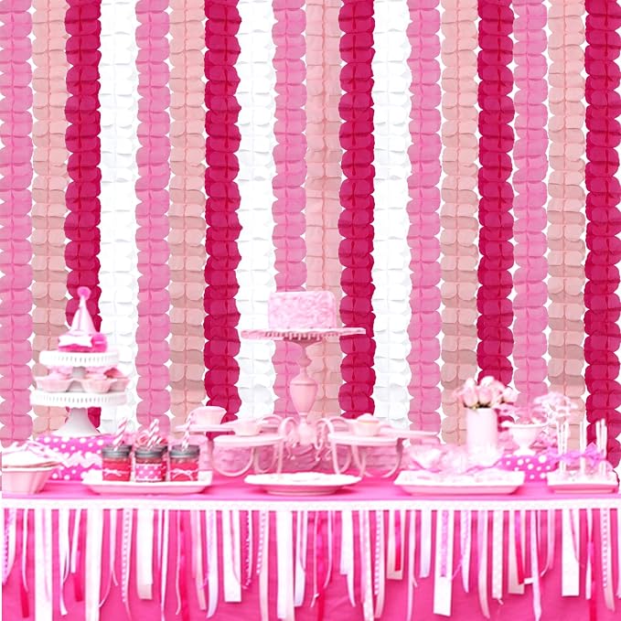 Rose-Red Pink-White Party-Decorations Streamers Garland - 157Ft Four-Leaf - Image 6
