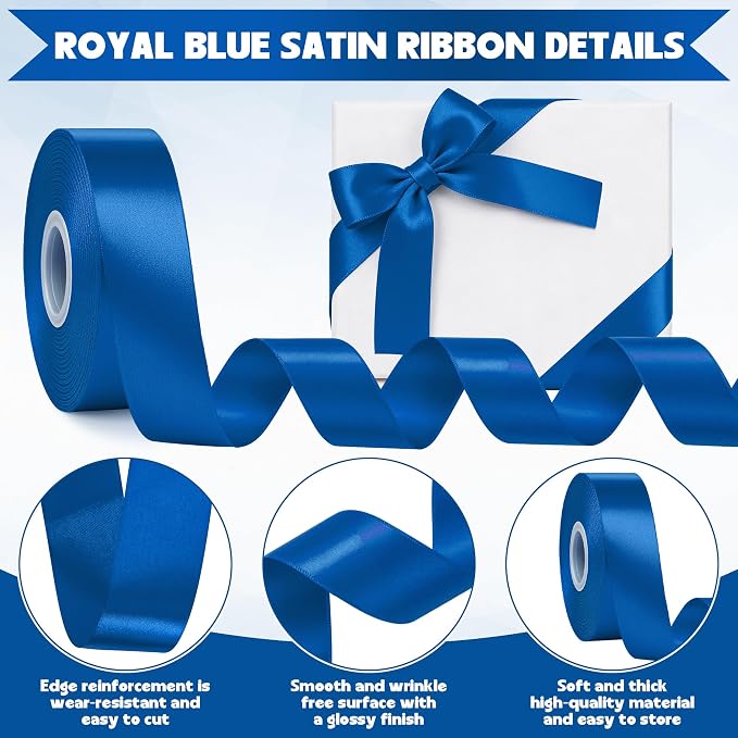1In 30Yards Royal Blue Satin Ribbon - Image 3