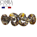 Camila Paris CP2485 French Hair Barrette Clip for Girls, Handmade, Onyx, Gold Metal Clasp Strong Hold Grip Hair Clips for Women, No Slip and Durable Styling Girls Hair Accessories, Made in France