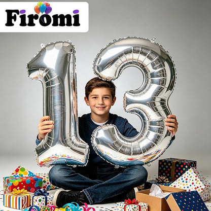 FIROMI 13 Number Balloons 40-inch Silver Big Foil Mylar 31 Balloon Numbers | - Image 5